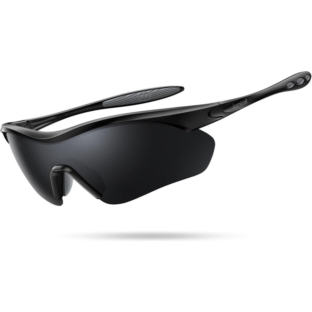 imageLamicall 22g Polarized Sports Sunglasses UV400 Protection Men Women Sun Glasses for Running Cycling Fishing Golf DrivingBlack Framegray Lens