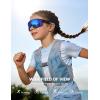 Lamicall Polarized Sport Sunglasses for Age 8-14 Kids – UV400 Protection Baseball Cycling Sun Glasses for Boys Girls Teens(Black Frame-blue Lens)