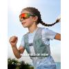 Lamicall Polarized Sport Sunglasses for Age 8-14 Kids – UV400 Protection Baseball Cycling Sun Glasses for Boys Girls Teens(Green Frame-orange Lens)
