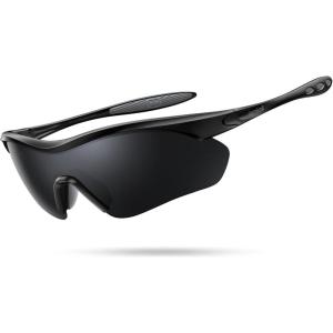 Lamicall 22g Polarized Sports Sunglasses – UV400 Protection Men Women Sun Glasses for Running Cycling Fishing Golf Driving(Black Frame-gray Lens)
