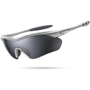 Lamicall 22g Polarized Sports Sunglasses – UV400 Protection Men Women Sun Glasses for Running Cycling Fishing Golf Driving(Silver Frame-silver Gray Lens)