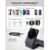 Lamicall Qi2 Certified Foldable 3 in 1 Wireless Charging Station – [15W Fast Charge & Upgraded Cooling] Compact Travel Magnetic Charger Stand for iPhone 17e 17 16 15 14 13, AirPods Pro, Apple Watch(Black)