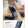 Lamicall Qi2 Certified Foldable 3 in 1 Wireless Charging Station – [15W Fast Charge & Upgraded Cooling] Compact Travel Magnetic Charger Stand for iPhone 17e 17 16 15 14 13, AirPods Pro, Apple Watch(Black)