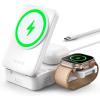 Lamicall Qi2 Certified Foldable 3 in 1 Wireless Charging Station – [15W Fast Charge & Upgraded Cooling] Compact Travel Magnetic Charger Stand for iPhone 17e 17 16 15 14 13, AirPods Pro, Apple Watch(Snow White)
