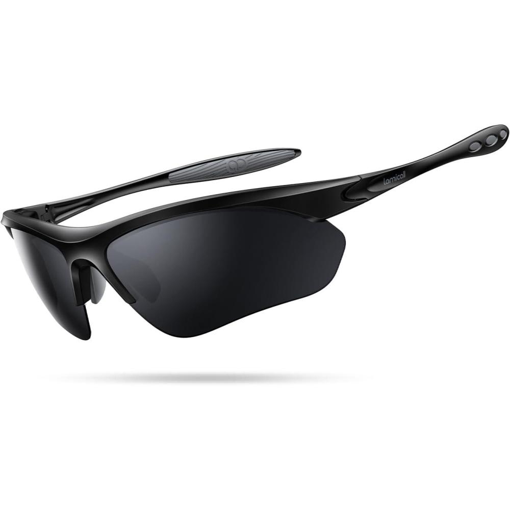 imageLamicall 22g Polarized Sports Sunglasses for Men Women  UV400 Protection Sun Glasses for Driving Running Cycling FishingBlack Framegray Lens