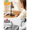 Lamicall Cell Phone Stand for Desk – [Height Angle] Adjustable Sturdy Desktop Phone Holder, Office Gift Accessories, PC Gaming Essentials for iPhone 17 16 15 14 13 Pro Max, iPad Tablet Switch, 4-12″(Black)