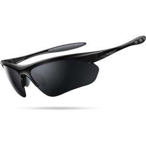 Lamicall 22g Polarized Sports Sunglasses for Men Women – UV400 Protection Sun Glasses for Driving Running Cycling Fishing(Black Frame-gray Lens)