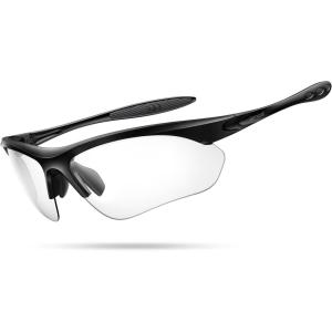 Lamicall 22g Polarized Sports Sunglasses for Men Women – UV400 Protection Sun Glasses for Driving Running Cycling Fishing(Black Frame-transparent No Polarized Lens)