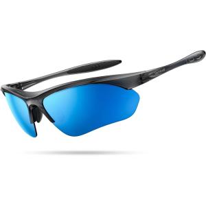 Lamicall 22g Polarized Sports Sunglasses for Men Women – UV400 Protection Sun Glasses for Driving Running Cycling Fishing(Transparent Gray Frame-blue Lens)