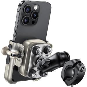 Lamicall Motorcycle Phone Mount Holder – [All Metal] [Anti Shake] [Extendable Arm] Bike Phone Holder Handlebar Clamp, Bicycle Cell Phone Mount, Gifts for iPhone 17 16 Pro Max, Galaxy, 4.7-7.2″ Phones(Gold)
