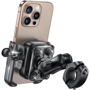 Lamicall Motorcycle Phone Mount Holder – [All Metal] [Anti Shake] [Extendable Arm] Bike Phone Holder Handlebar Clamp, Bicycle Cell Phone Mount, Gifts for iPhone 17 16 Pro Max, Galaxy, 4.7-7.2″ Phones(Black)