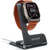 Lamicall Foldable Apple Watch Stand for Charger – Aluminum Desk Watch Charging Stand Dock with Cable Organizer, Portable Travel Holder for iWatch Series 1-11, Series Ultra SE, Charger Not Included(Misty Black)
