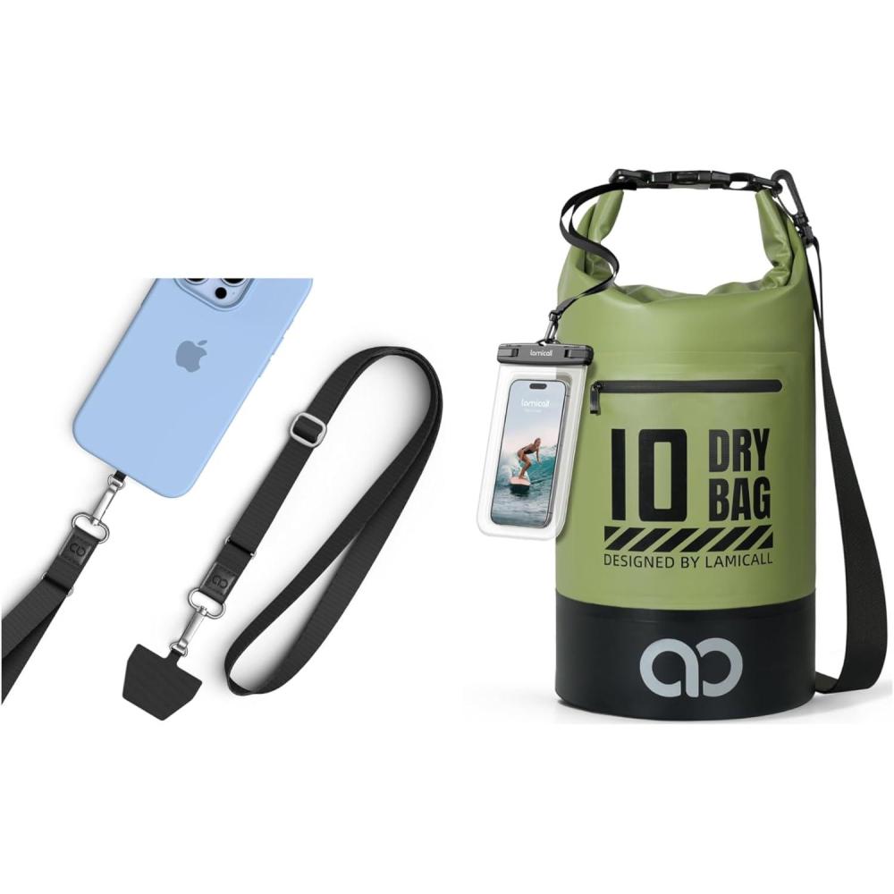 imageLamicall Cell Phone Lanyard Crossbody 2 Pack amp Waterproof Dry Bag