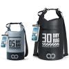 Lamicall 5L & 30L Dry Bag Waterproof Backpack – [Zippered Pocket] Roll Top Waterproof Bag Blueish Gray & Black