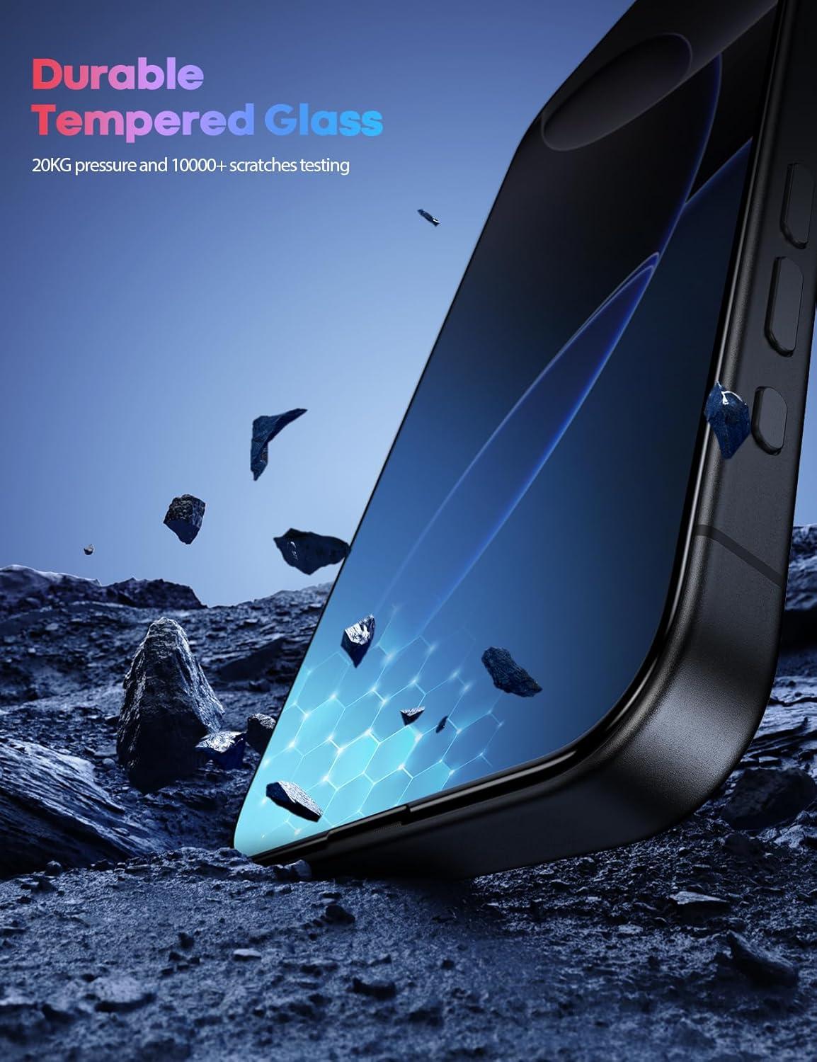 imageLamicall Screen Protector for iPhone 1615 61 Top 9H Tempered Glass Film Easy Alignment Frame Fingerprint Resistant 0 Bubbles HD Clear for iPhone 16 Tempered Glass 2 Pack16 Pro Max69