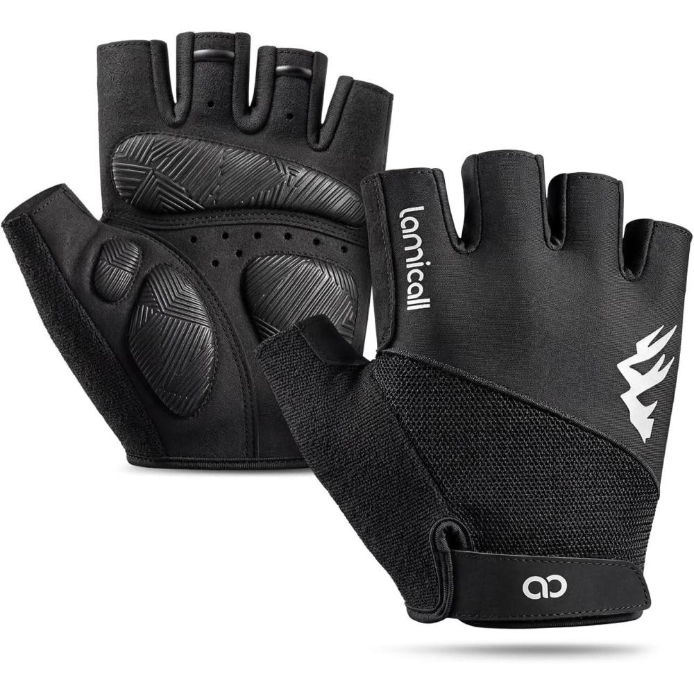 imageLamicall Bike Gloves for Men Women AntiSlip ShockAbsorbing Pad Exercise Gloves Breathable Materials Cycling Gloves for Bicycle Gym Motorcycle Rowing Indoor amp Outdoor SportsBlack