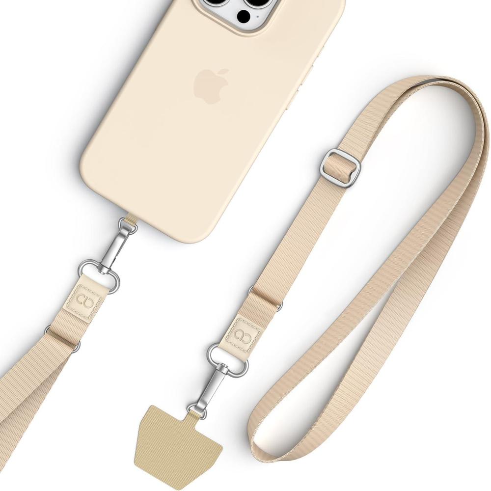 imageLamicall Cell Phone Lanyard Crossbody 2 Pack Adjustable Thicker SoftTouch Strap with 2 Patches Anti Theft Neck Lanyard with Large Zinc Alloy Swivel Hook for iPhone 17 16 15 Pro Max AndroidKhaki