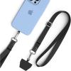 Lamicall Cell Phone Lanyard Crossbody 2 Pack – Adjustable Thicker Soft-Touch Strap with 2 Patches, Anti Theft Neck Lanyard with Large Zinc Alloy Swivel Hook for iPhone 17 16 15 Pro Max, Android(Black)