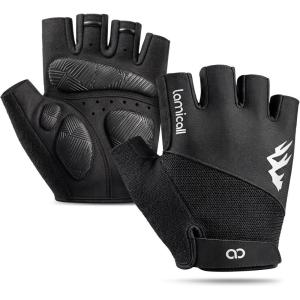 Lamicall Bike Gloves for Men Women – [Anti-Slip Shock-Absorbing Pad] Exercise Gloves, Breathable Materials, Cycling Gloves for Bicycle, Gym, Motorcycle, Rowing, Indoor & Outdoor Sports(Black)