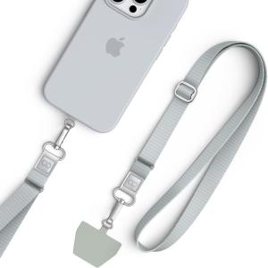 Lamicall Cell Phone Lanyard Crossbody 2 Pack – Adjustable Thicker Soft-Touch Strap with 2 Patches, Anti Theft Neck Lanyard with Large Zinc Alloy Swivel Hook for iPhone 17 16 15 Pro Max, Android(Gray Silver)