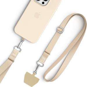 Lamicall Cell Phone Lanyard Crossbody 2 Pack – Adjustable Thicker Soft-Touch Strap with 2 Patches, Anti Theft Neck Lanyard with Large Zinc Alloy Swivel Hook for iPhone 17 16 15 Pro Max, Android(Khaki)