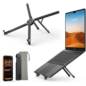 Lamicall [Ultra-Slim] Foldable Portable Laptop Stand for Desk, 6 Level Height Ergonomic Laptop Riser for Business Trip Library Cafe, Computer Holder fit 10-15.6″ MacBook Neo Air HP Dell Lenovo – Black(Black)