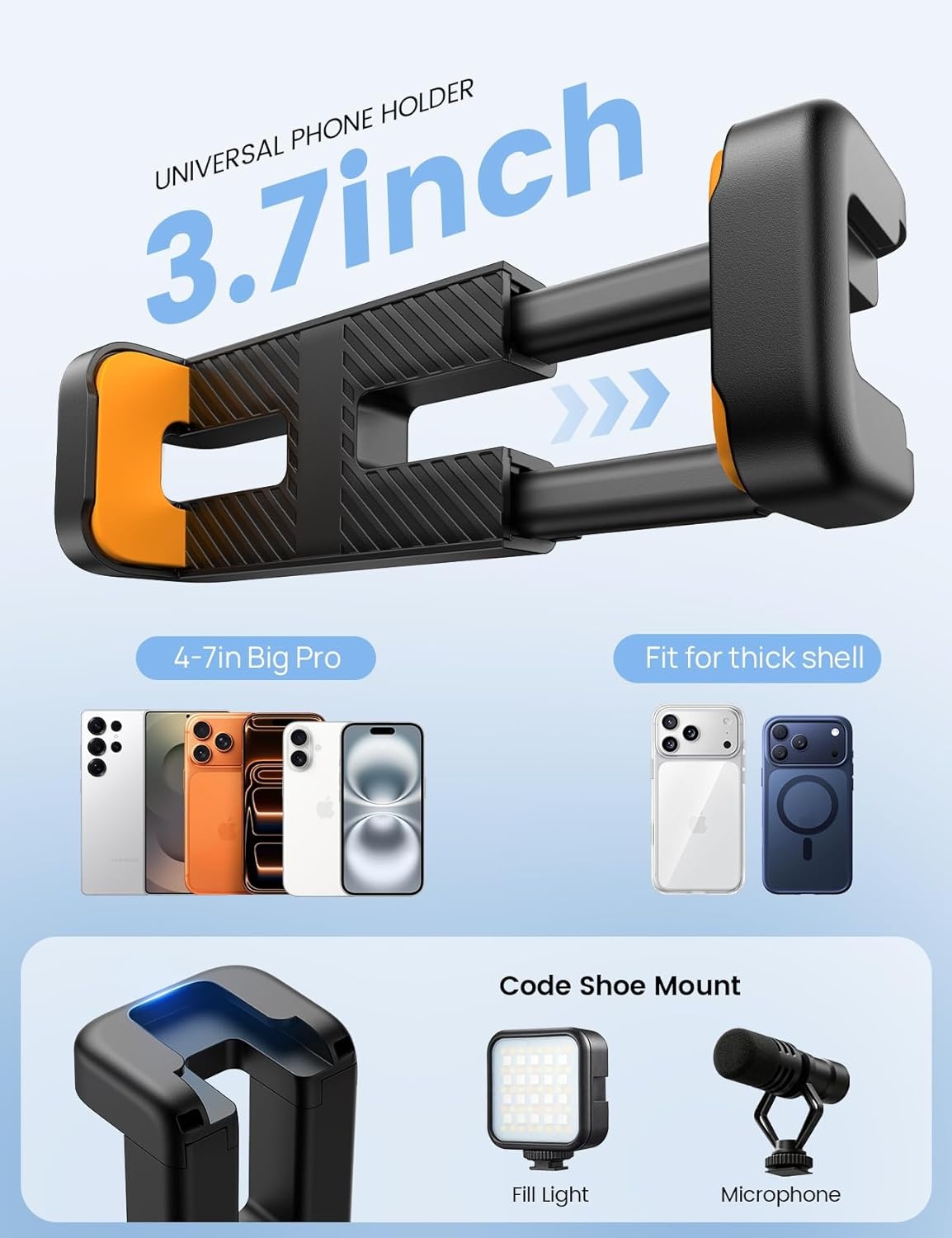 image:imageLamicall Tripod for iPhone UltraStable Phone Tripod with Wireless Remote Mini Flexible Phone Stand for Recording with 14 Screw and Cold Shoe for iPhone Gopro Camera Pocket 34 fit Vlog Travel