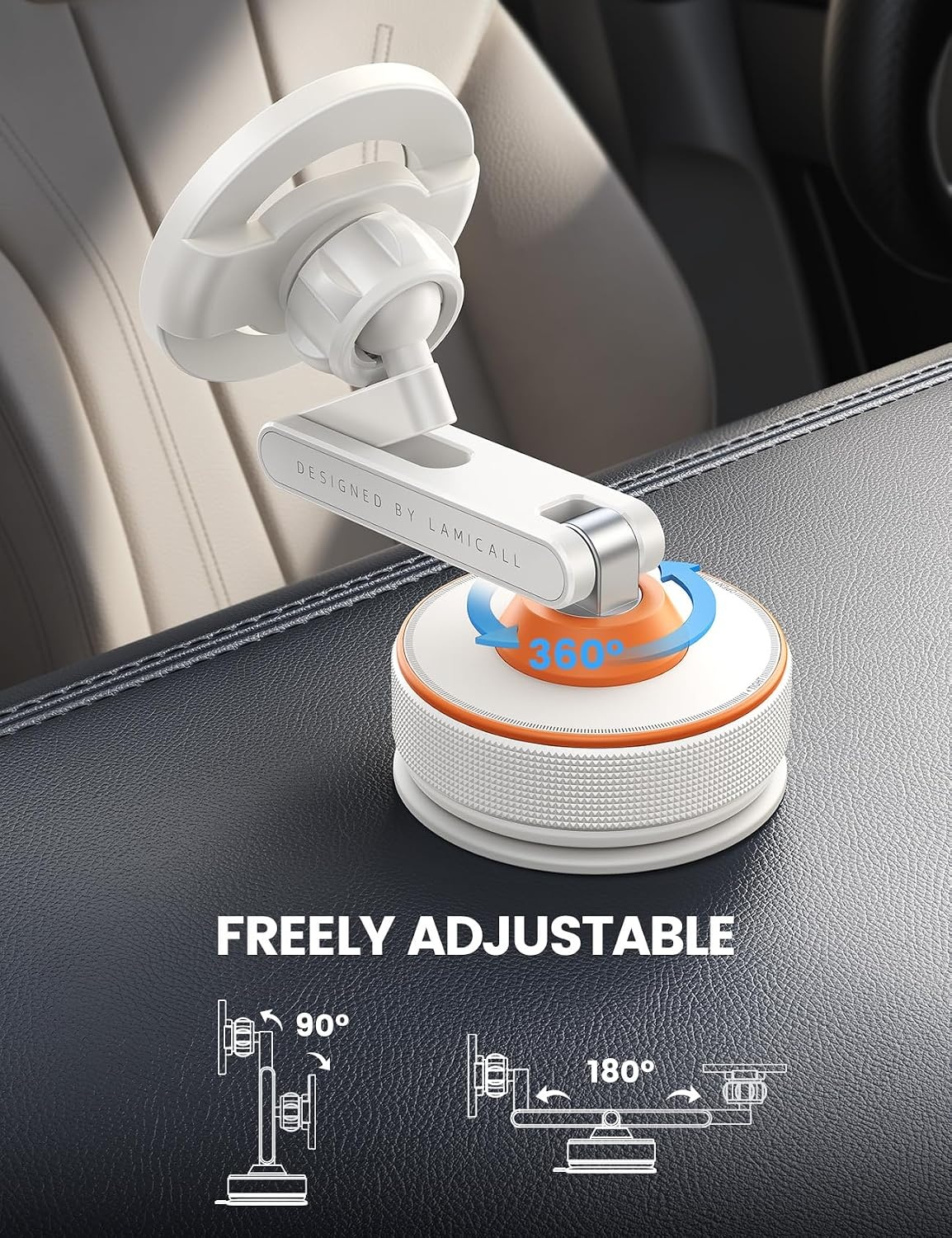 image:imageLamicall Car Phone Holder for Magsafe Ultra Nano Gel amp 70LBS Vacuum Suction 360 Magnetic Phone Holder for Car 3Axis Suction Cup Phone Mount Dashboard Windshield Car Mount for iPhone 17 Pro MaxNEW Upgraded White