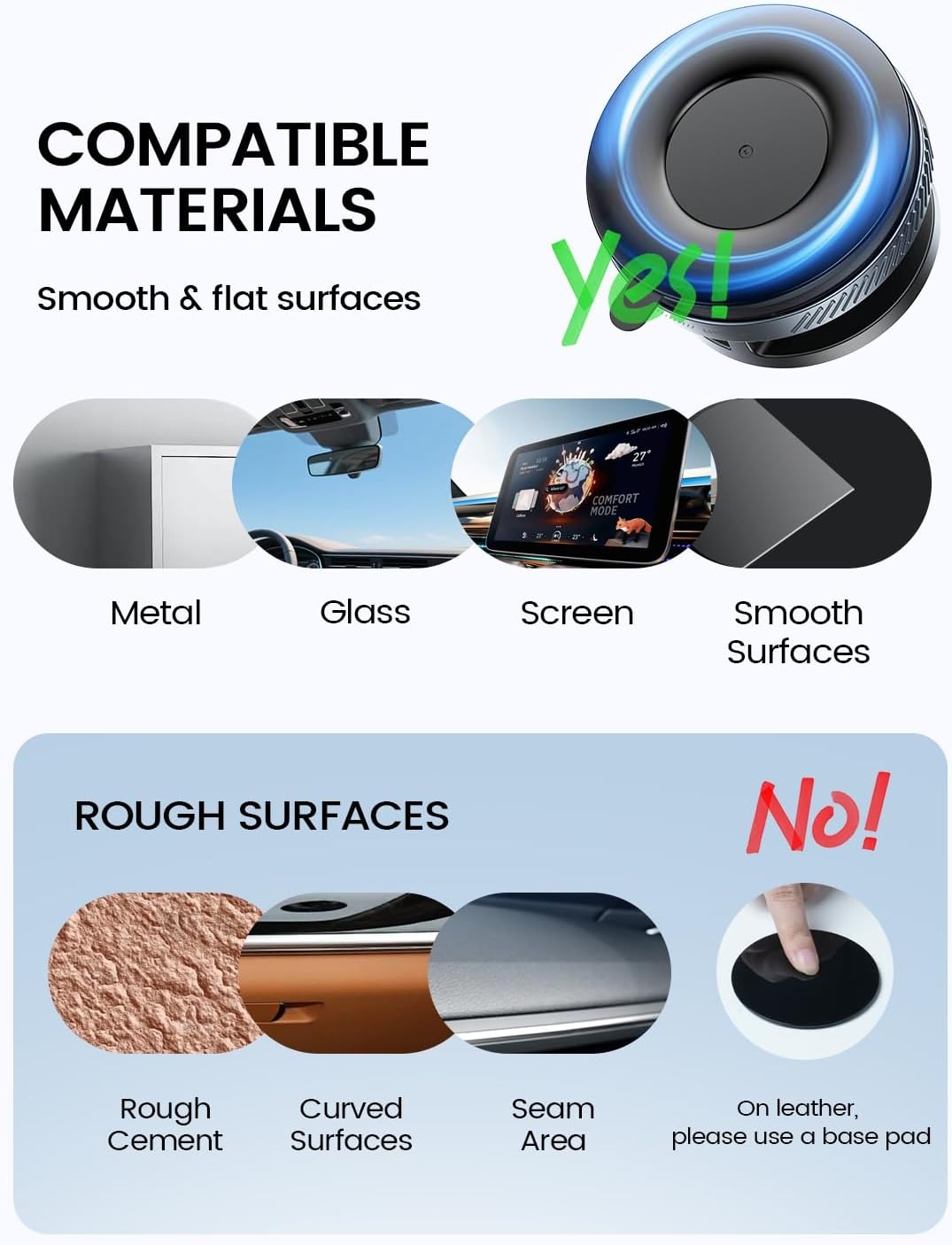 image:imageLamicall Car Phone Holder for Magsafe Upgraded Nano Gel Vacuum Suction 360 Phone Holders for Your Car Dashboard Windshield Strong Magnetic Phone Holder for Car Mount for iPhone 17 16 15 Pro MaxBlack