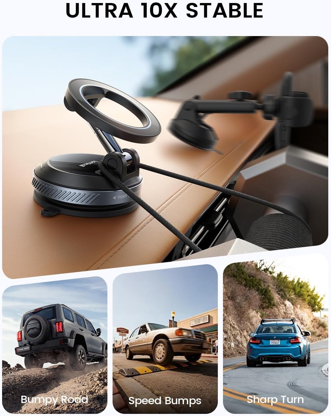 image:imageLamicall Car Phone Holder for Magsafe Upgraded Nano Gel Vacuum Suction 360 Phone Holders for Your Car Dashboard Windshield Strong Magnetic Phone Holder for Car Mount for iPhone 17 16 15 Pro MaxBlack