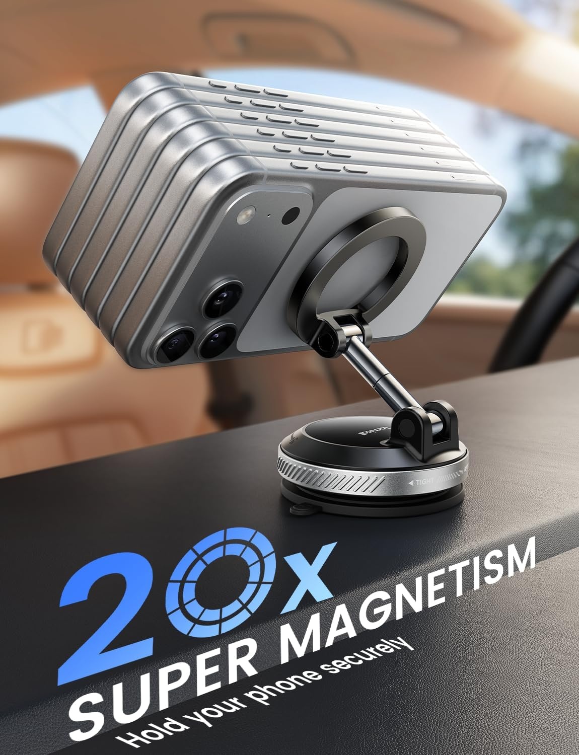 image:imageLamicall Car Phone Holder for Magsafe Upgraded Nano Gel Vacuum Suction 360 Phone Holders for Your Car Dashboard Windshield Strong Magnetic Phone Holder for Car Mount for iPhone 17 16 15 Pro MaxSilver
