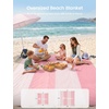 Lamicall Beach Blanket Sandproof Waterproof – [Lightweight & Oversized] Sand Free Beach Mat with Metal Stakes & Compact Attached Pouch, Quick Dry Outdoor Blanket for Picnic, Camping & Vacation(Pink)
