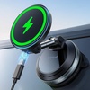Lamicall 15W for MagSafe Car Mount Charger – Dual USB-C Ports, Magnetic Phone Holder for Car, Magnetic Wireless Car Charger, Vacuum Suction Cup Phone Mount for iPhone 17 Pro Max 16 15 14 Pads Black(64mm)