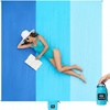Lamicall Beach Blanket Sandproof Waterproof – [Lightweight & Oversized] Sand Free Beach Mat with Metal Stakes & Compact Attached Pouch, Quick Dry Outdoor Blanket for Picnic, Camping & Vacation(Blue)