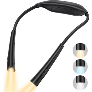 Lamicall 3.4oz Ultra-Light Book Light for Neck – [4-Color & 5-Brightness][Bendable Arms] Neck Light with 70 Hours Runtime, Reading Lights for Books in Bed, Knitting, Repairing, Crafting, Crocheting