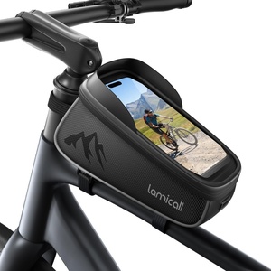 Lamicall Bike Frame Bag Waterproof – [1.6L Large Capacity] Bike Phone Bag, Bike Phone Holder Mount, Bicycle Front Bag, Cycling Pouch with Rain Cover, Bike Accessories for Phones Under 7″