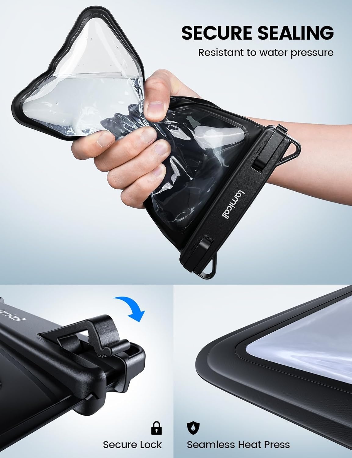 image:imageLamicall Double Bag Waterproof Phone Pouch IPX8 Waterproof Phone Case with Lanyard Beach Vacation Cruise Ship Essentials for iPhone 161413 Pro Max Galaxy 252423 475 WhiteBlack