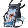 Lamicall Double Bag Waterproof Phone Pouch – IPX8 Waterproof Phone Case with Lanyard, Beach Vacation Cruise Ship Essentials for iPhone 16/14/13 Pro Max, Galaxy 25/24/23, 4-7.5″ White(Black)
