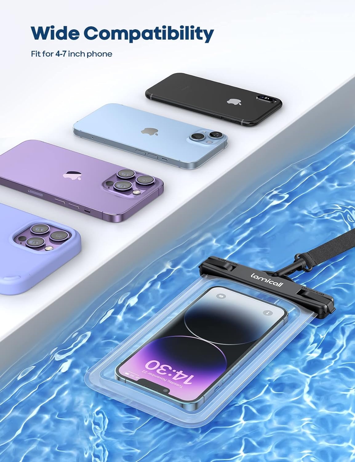 image:imageLamicall 15W Qi2 Charging Station for Apple amp Waterproof Phone Pouch