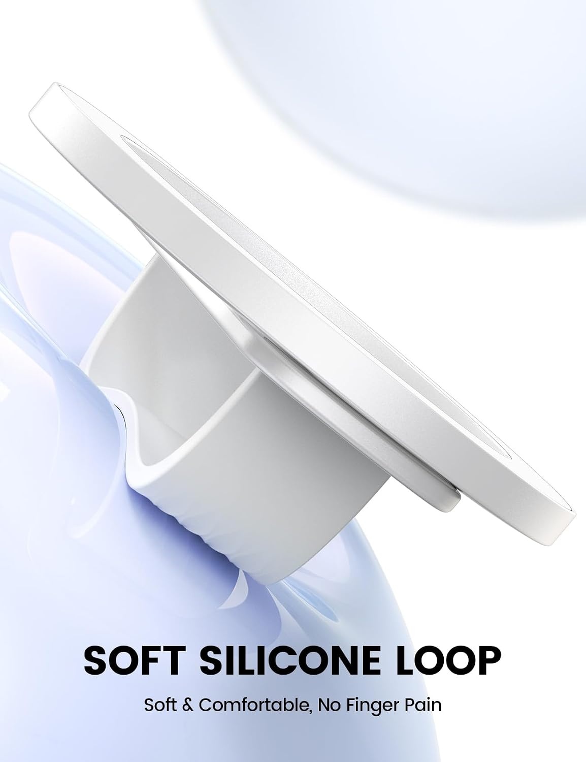 image:imageLamicall Cosmic Orange Silicone Finger Loop Magnetic Phone Grip for MagSafe Durable Zinc Alloy Stand Kickstand Magnet Cell Phone Ring Holder for iPhone 17 Pro Max All Phones Mag Safe AccessoriesSnow White Zinc Alloy Silicone Grip