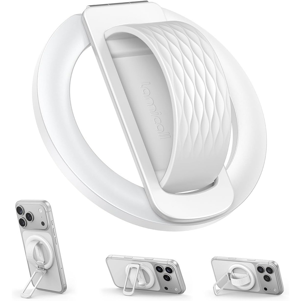 image:imageLamicall Cosmic Orange Silicone Finger Loop Magnetic Phone Grip for MagSafe  Durable Zinc Alloy Stand Kickstand Magnet Cell Phone Ring Holder for iPhone 17 Pro Max All Phones Mag Safe AccessoriesSnow White  Zinc Alloy  Silicone Grip