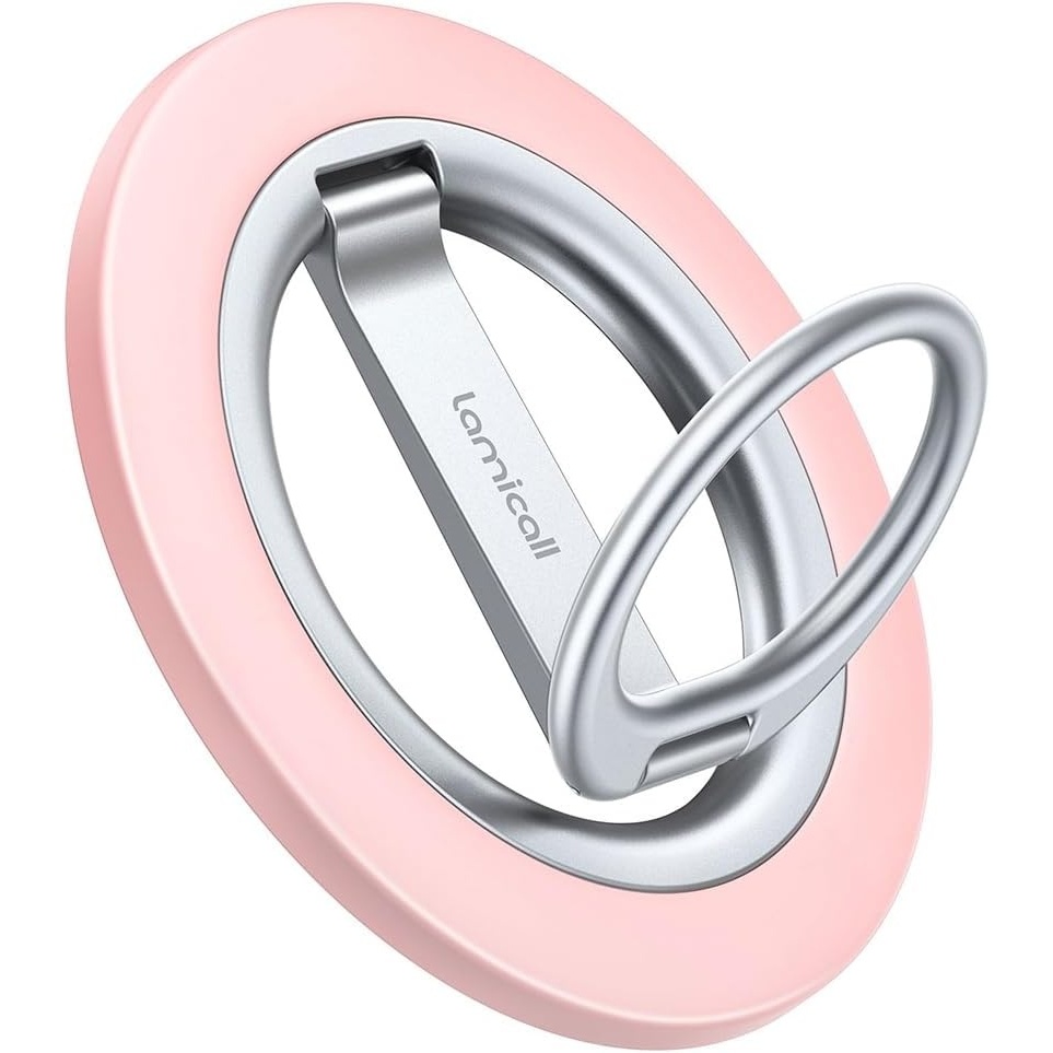 image:imageLamicall for MagSafe Magnetic Phone Ring Grip Super Magnet Pink Ring  360 Rotating Vertical Friendly Metal Finger Ring Stand Kickstand for iPhone 17 16 Pro Max Air Mag Safe Decor AccessoriesSakura Pink