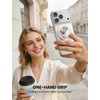 Lamicall Cosmic Orange Silicone Finger Loop Magnetic Phone Grip for MagSafe | Durable Zinc Alloy Stand Kickstand, Magnet Cell Phone Ring Holder for iPhone 17 Pro Max, All Phones, Mag Safe Accessories(Snow White – Zinc Alloy – Silicone Grip)