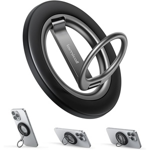 Lamicall for MagSafe Magnetic Phone Ring Grip, Super Magnet Pink Ring | 360° Rotating, Vertical Friendly, Metal Finger Ring Stand Kickstand for iPhone 17 16 Pro Max Air, Mag Safe Decor Accessories(Misty Black)