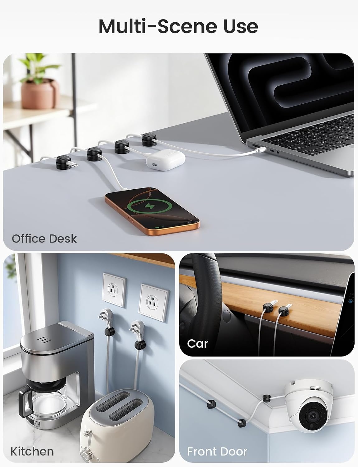 image:imageLamicall 6 Pack Rotating Magnetic Cable Clips Cord Organizer Holder 1s Snap N52 Magnet Wire Management Adhesive Phone Charger Keeper for Desk Nightstand Wall Car Office Home Dorm AccessoriesMatte Black Rotatable