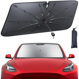 Tesla Model 3/Y Foldable Windshield Sunshade Umbrella UV Block 10-Rib Frame | Foldable 10-Rib Umbrella, 5 Layers UV Block Coating, Window Heat Insulation Protect for 2017-2026 Tesla Model 3/Y Accessories(Tesla 3/Y (2017-2026))