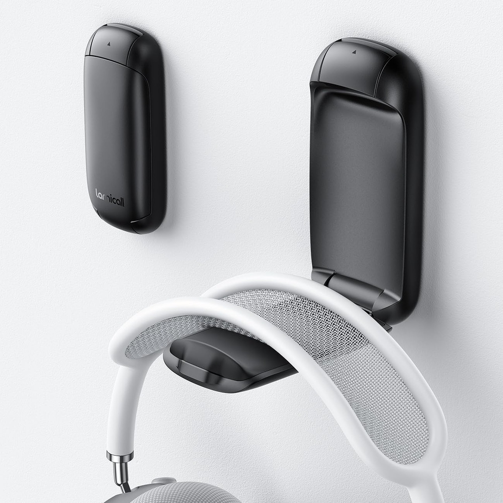 image:imageLamicall Headphone Stand Sticky Headset Holder Foldable Headphone Holder Compact Headphone Hook Mount Adhesive Hanger Clip Under Desk Earphone Clamp for Airpods Max HyperX Sennheiser BlackBlack