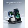 Lamicall 3 in 1 Charging Station for Apple – Foldable Travel Charger Stand | 17mm Ultra-Slim PU Leather Finish, Wireless Charger Pad for MagSafe, Overheat Protection for iPhone, Apple Watch & AirPods