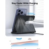 Lamicall 3 in 1 Charging Station for Apple – Foldable Travel Charger Stand | 17mm Ultra-Slim PU Leather Finish, Wireless Charger Pad for MagSafe, Overheat Protection for iPhone, Apple Watch & AirPods