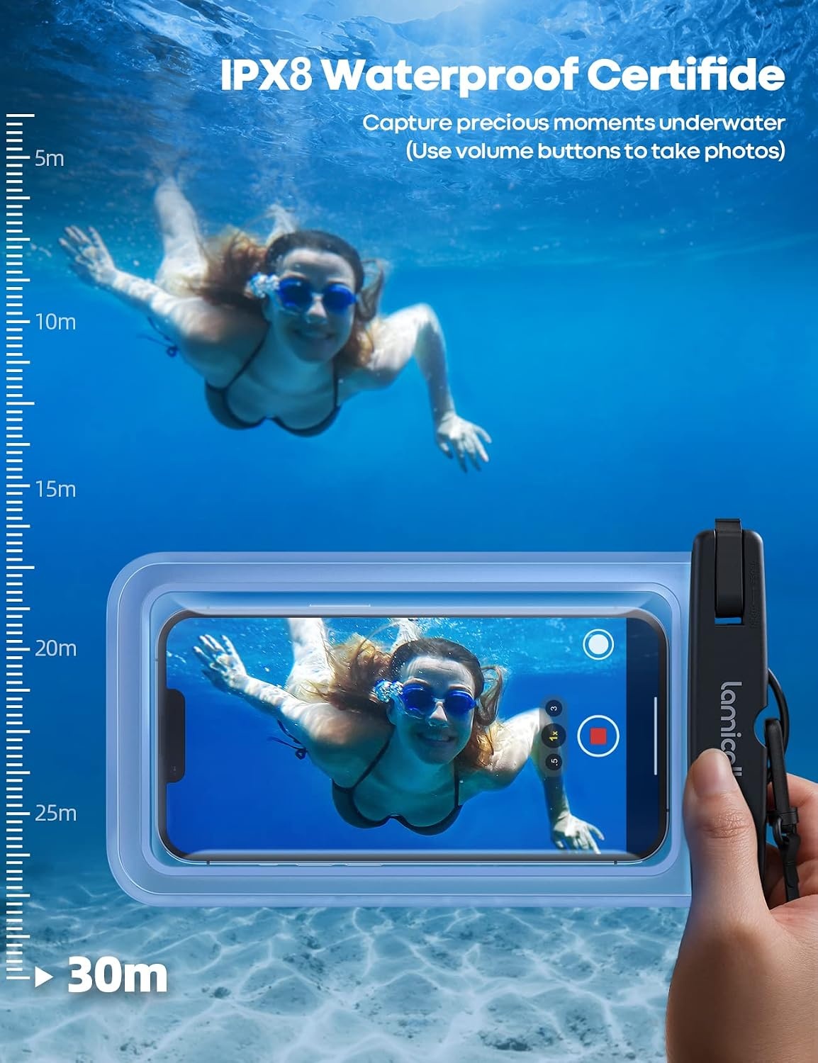 image:imageLamicall 8Pack Cord Organizer Spring Clips Waterproof Phone Pouch